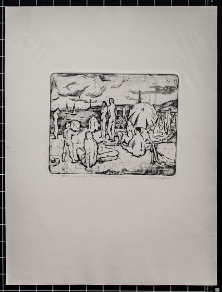 A R Popoff - Badende - 1972 - Radierung