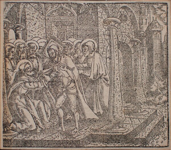 unbekannt - Jesus und der ungläubige Thomas - o.J. - Holzschnitt