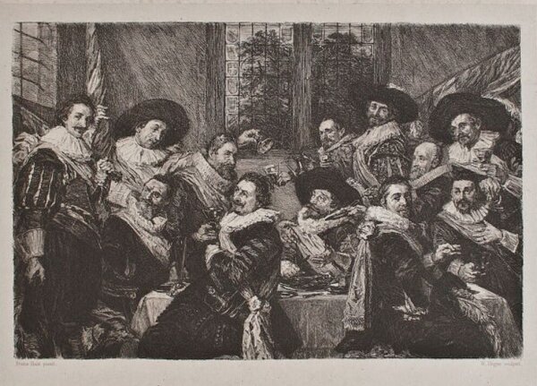 William Unger - Festmahl der Offiziere der Sankt-Georgs-Schützengilde - o.J. - Radierung
