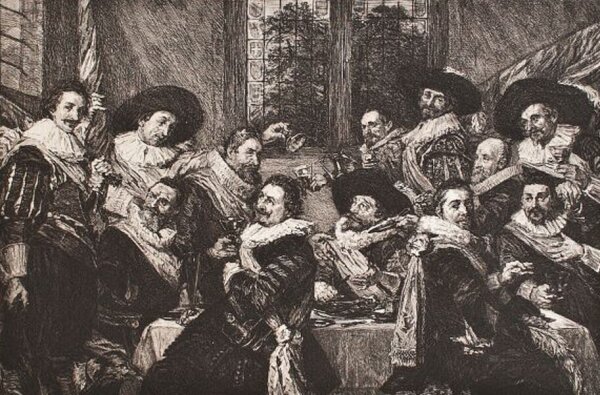 William Unger - Festmahl der Offiziere der Sankt-Georgs-Schützengilde - o.J. - Radierung